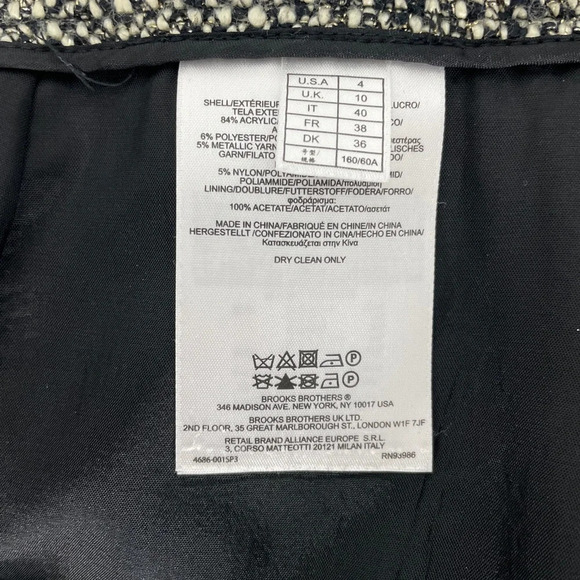 365 Brooks Brothers Pencil Skirt Tweed Gold Metallic Thread Lined Size 4 Fall - Picture 8 of 11